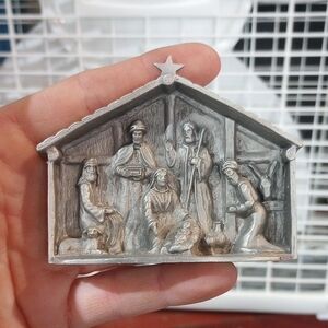 Pewter Nativity Scene Signed FORT